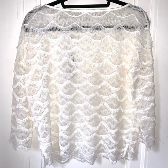 TAHARI TOP WITH PEARLS & FRINGES NWT SIZE S - Picture 5 of 5